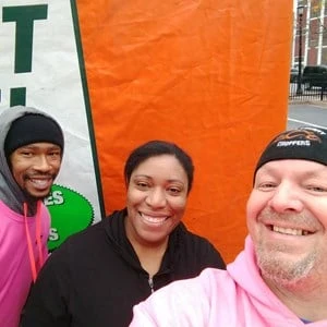 A to Z movers and a customer together on moving day